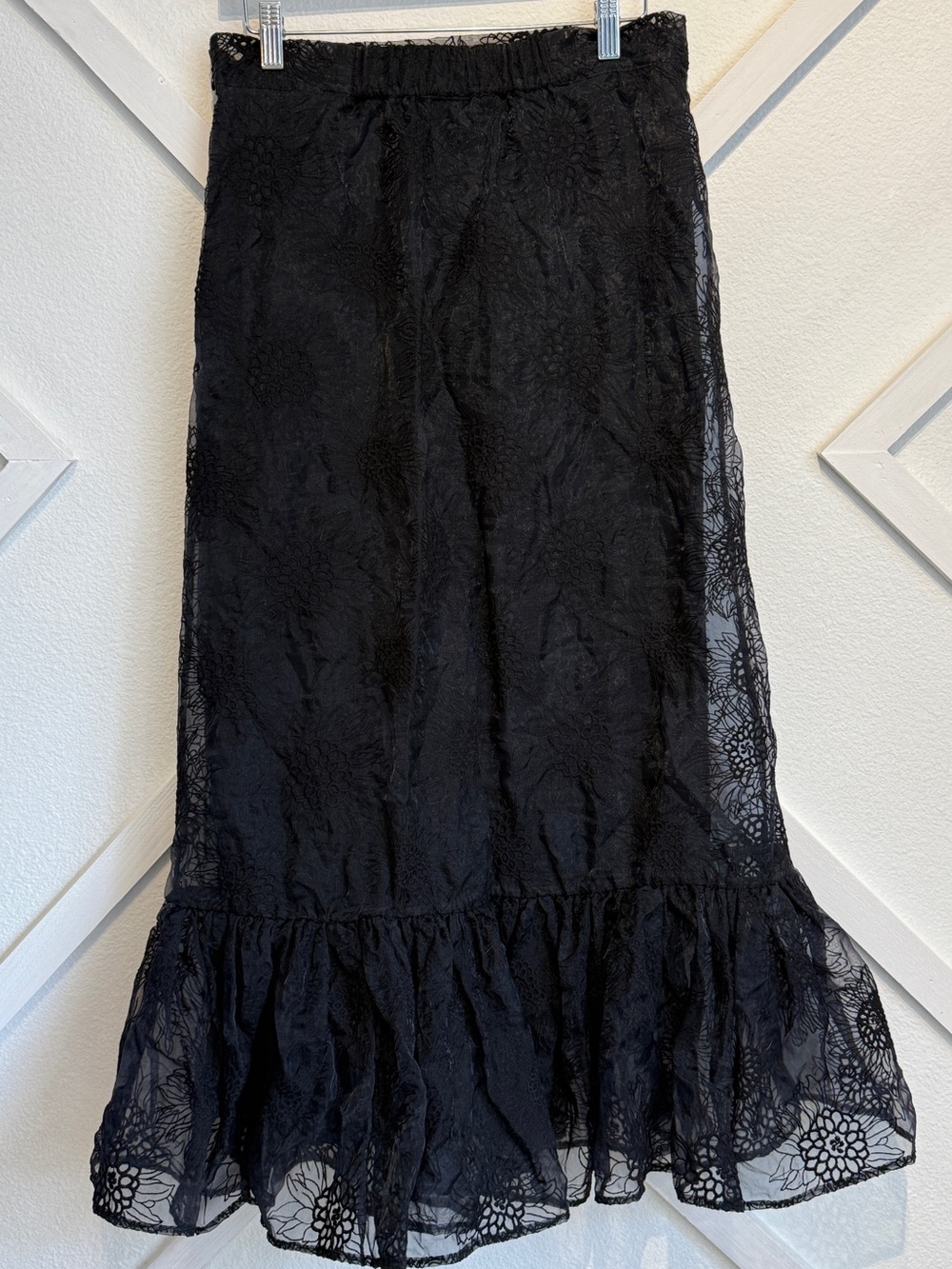 Sandra Mansour x H&M Sz10 Skirt Black Sunflower Whimsy Goth Dark Fairy Ruffle
